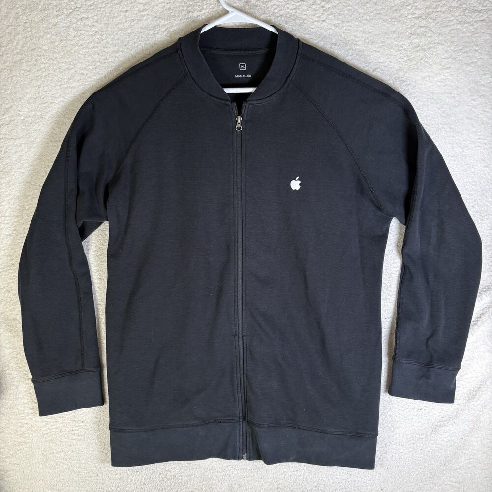 Apple Employee Jacket Mens 2XL XXL Black Uniform Full Zip Band Collar USA Made